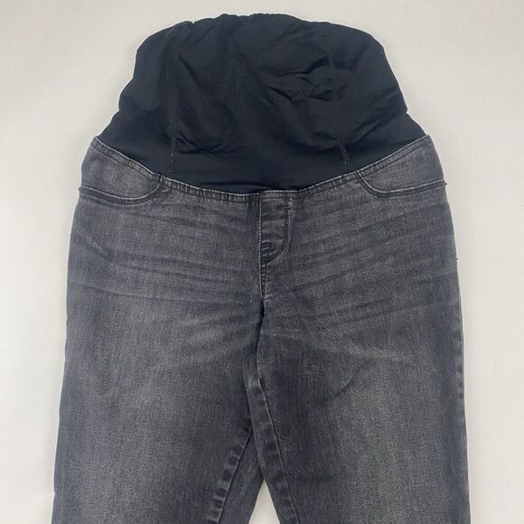 Ingrid & Isabel Maternity Distressed Gray Black Denim Pull On Skinny Jeggings 8 - Picture 2 of 9